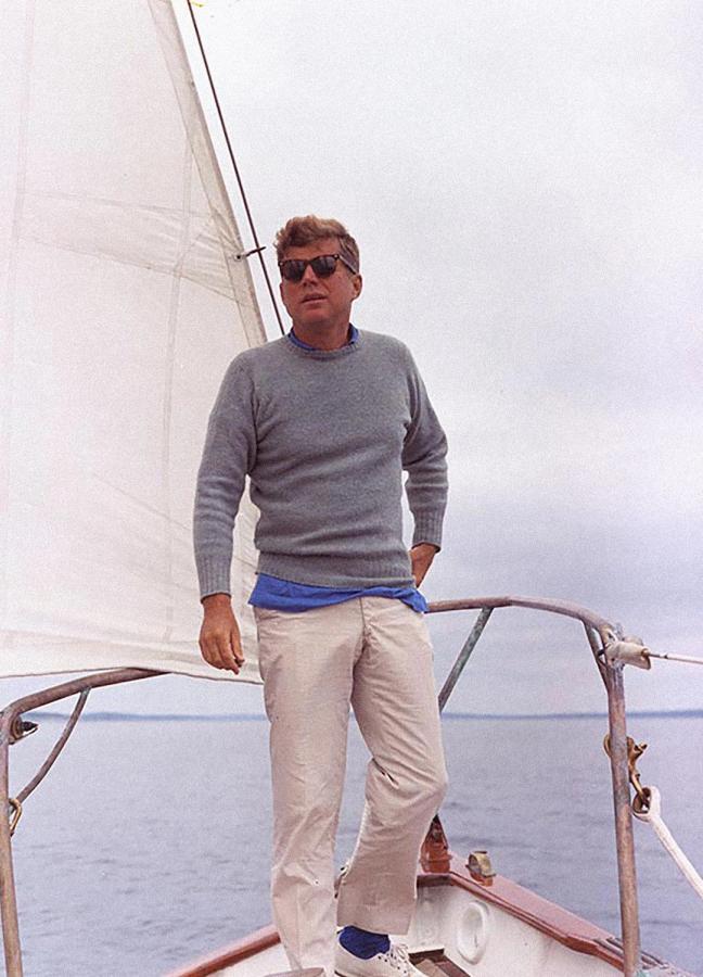 John F Kennedy on a sailing boat at sea