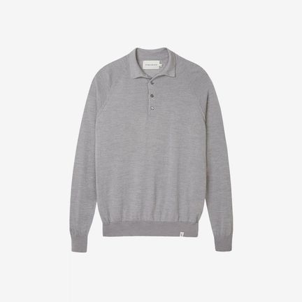 Peregrine Grey Long Sleeve Wool Polo