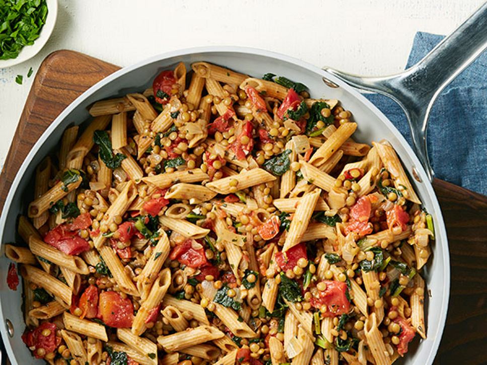 Savory Penne with Lentils and Kale